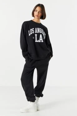 Fleece Los Angeles Graphic Sweatshirt -ANINE BING Shop 070603039108 01 2 1