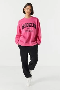 Fleece Brooklyn Graphic Sweatshirt -ANINE BING Shop 070603039108 66 2 2