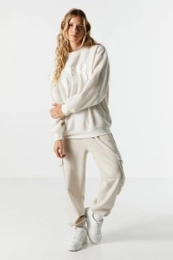 Good Energy Embroidered Crewneck Sweatshirt -ANINE BING Shop 070603539213 35 2