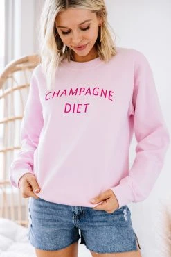 Champagne Diet Light Pink Graphic Sweatshirt