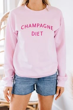 Champagne Diet Light Pink Graphic Sweatshirt -ANINE BING Shop 100012.ChampagneDiet.7