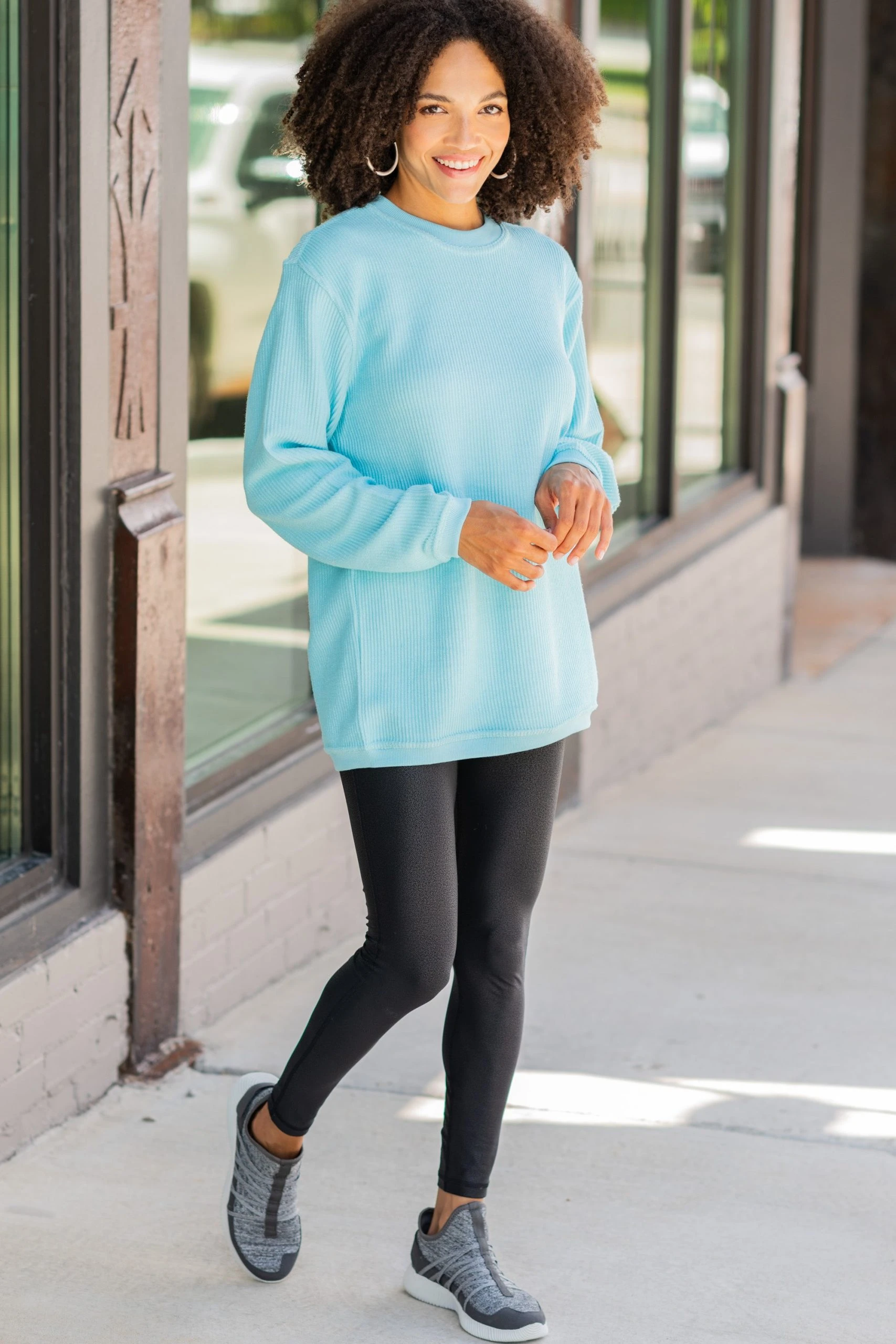 True To Form Aqua Blue Corded Sweatshirt 4 True To Form Aqua Blue Corded Sweatshirt - Image 2