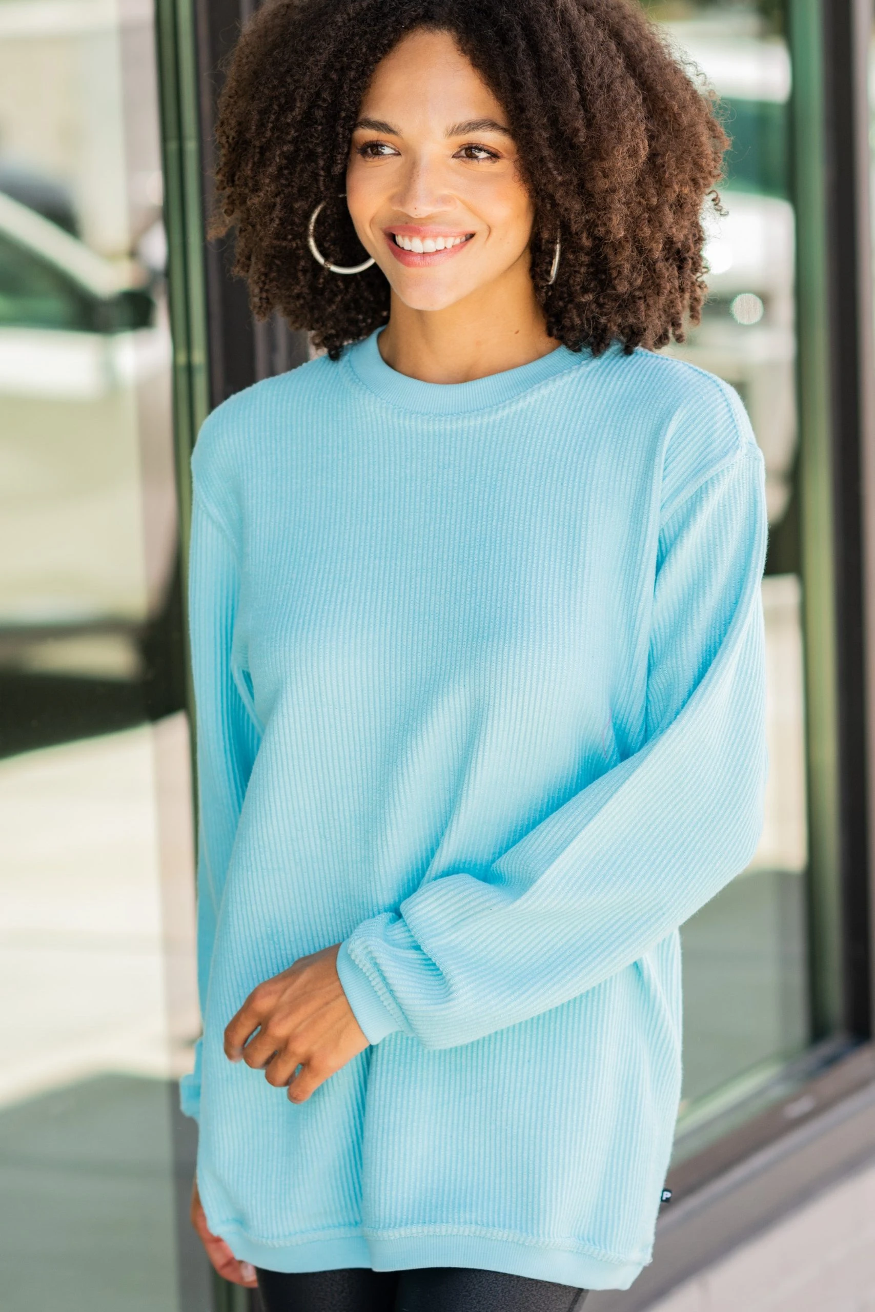 True To Form Aqua Blue Corded Sweatshirt 3 True To Form Aqua Blue Corded Sweatshirt