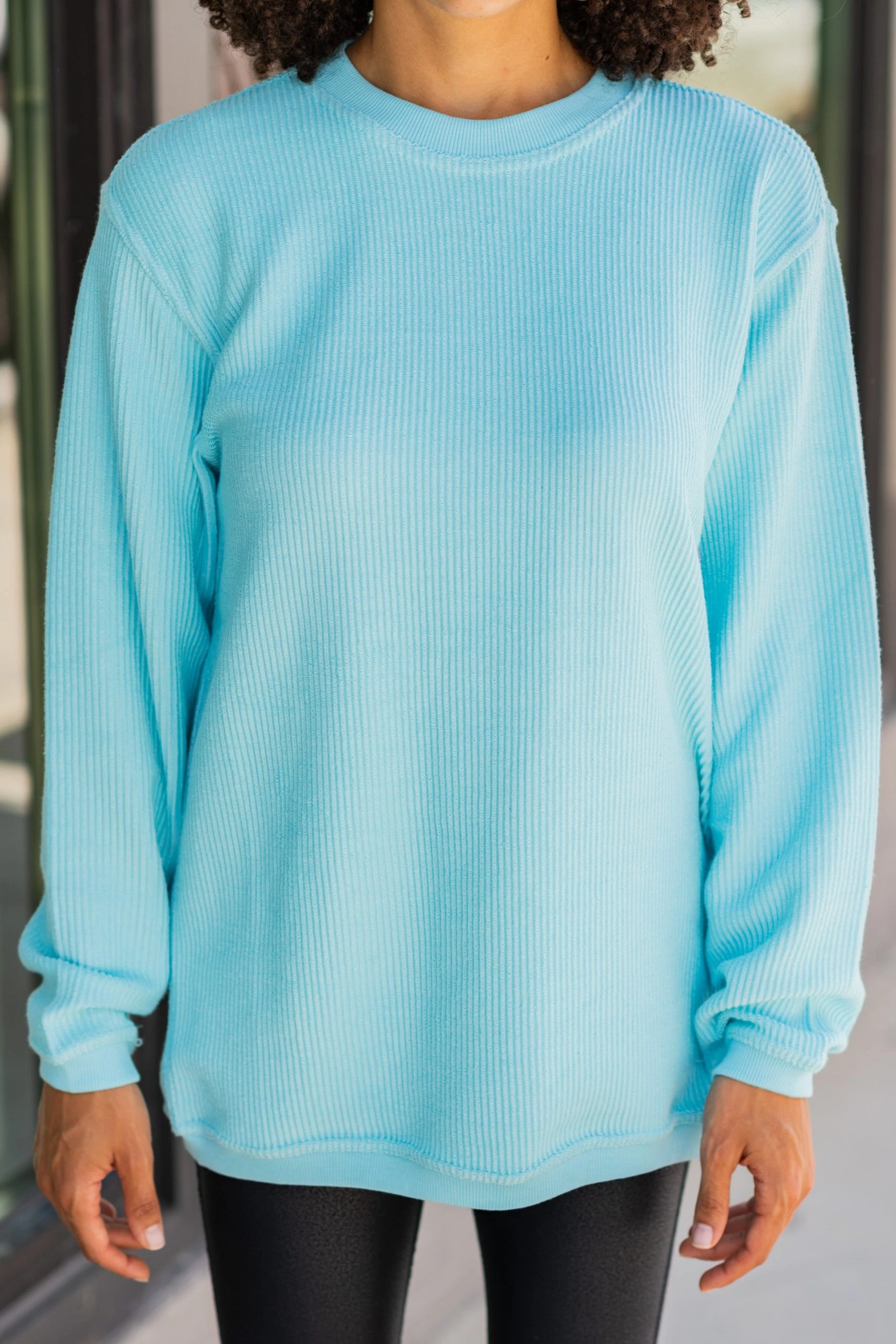 True To Form Aqua Blue Corded Sweatshirt 6 True To Form Aqua Blue Corded Sweatshirt - Image 4