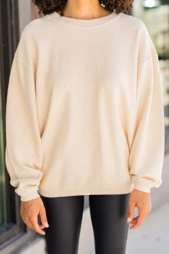 You're So Classic Natural Corded Sweatshirt 9 You're So Classic Natural Corded Sweatshirt -ANINE BING Shop 100276.ChickadeeNaturalCordedSweatshirt copy 2