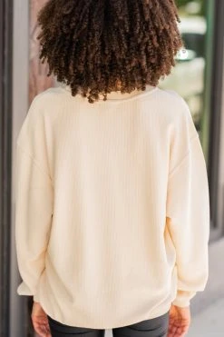 You're So Classic Natural Corded Sweatshirt 8 You're So Classic Natural Corded Sweatshirt -ANINE BING Shop 100276.ChickadeeNaturalCordedSweatshirt copy 3
