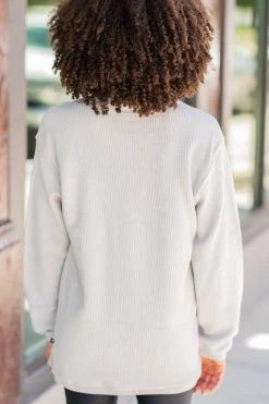 True To Form Silver Gray Corded Sweatshirt -ANINE BING Shop 100277.PennantSilverCordedSweatshirt copy 3