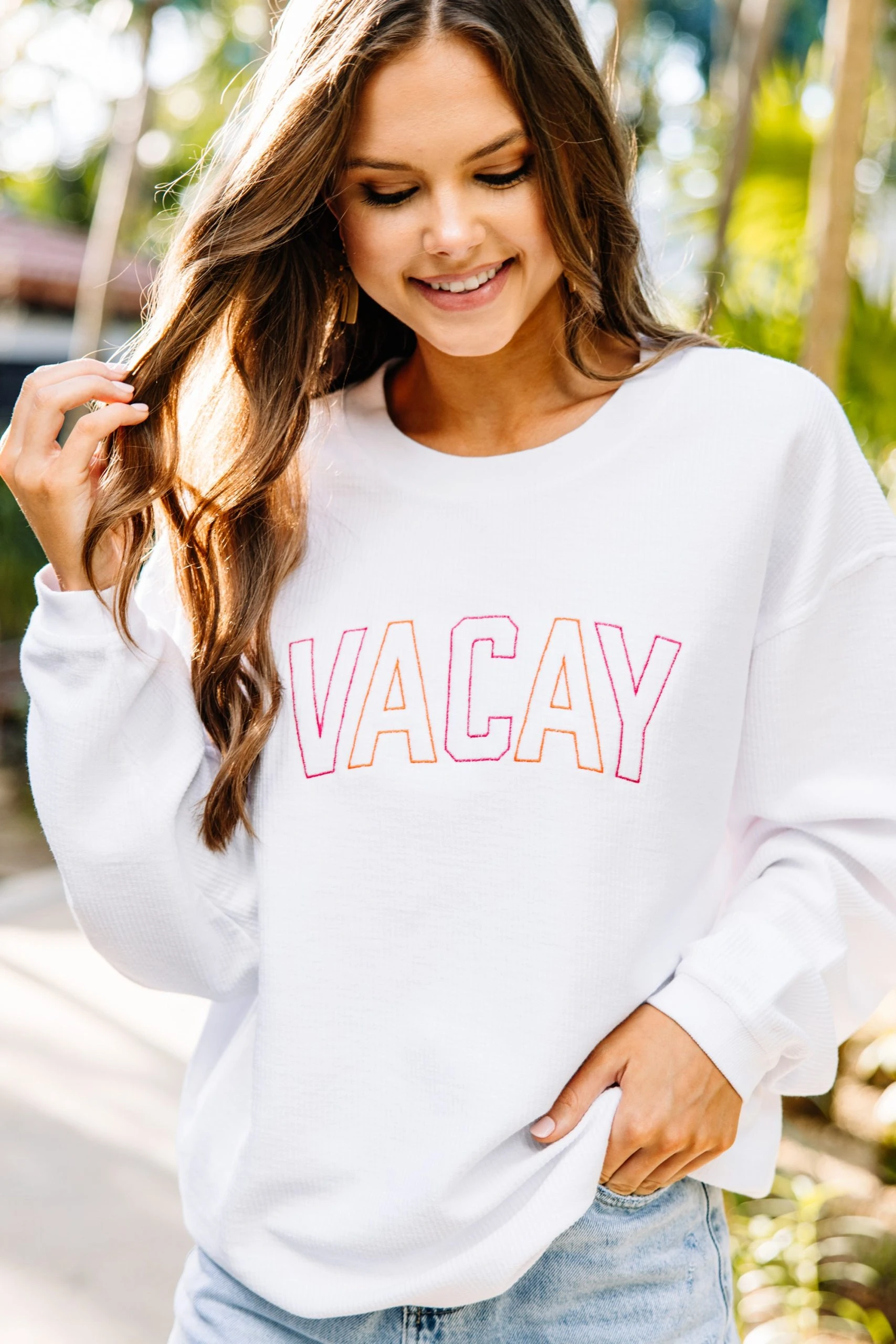 Vacay White Corded Embroidered Sweatshirt 3 Vacay White Corded Embroidered Sweatshirt