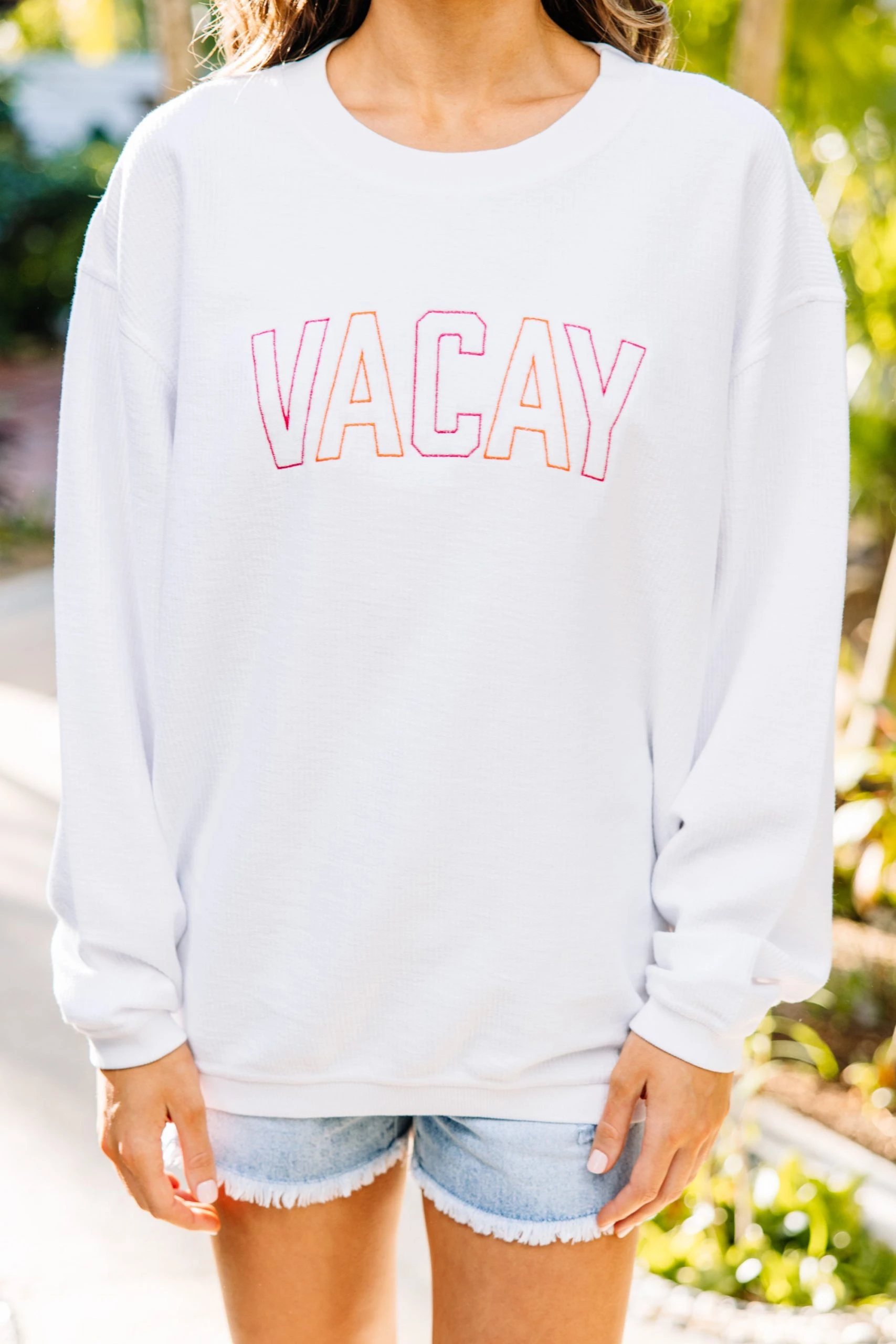 Vacay White Corded Embroidered Sweatshirt 5 Vacay White Corded Embroidered Sweatshirt - Image 3