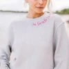On Beach Time Silver Gray Corded Embroidered Sweatshirt -ANINE BING Shop 101242.OnBeachTimeSilverGrayCordedEmbroideredsweatshirt copy 1