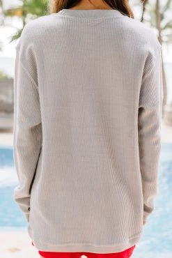 USA Silver Gray Embroidered Corded Sweatshirt -ANINE BING Shop 101245.USASilverGrayEmbroideredCordedSweatshirt copy 1