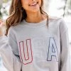 USA Silver Gray Embroidered Corded Sweatshirt -ANINE BING Shop 101245.USASilverGrayEmbroideredCordedSweatshirt copy 3