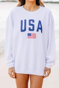 Simply Patriotic White Graphic Corded Sweatshirt -ANINE BING Shop 101248.SimplyPatrioticWhiteCordedSweatshirt copy 2