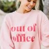 Out Of Office Blush Pink Graphic Corded Sweatshirt -ANINE BING Shop 101789.Out of Office Blush Corded Sweatshirt