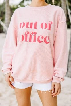 Out Of Office Blush Pink Graphic Corded Sweatshirt -ANINE BING Shop 101789.Out of Office Blush Corded Sweatshirt 2