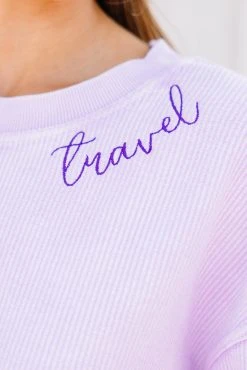Travel Lilac Purple Graphic Corded Sweatshirt -ANINE BING Shop 101816.TravelLilacPurpleGraphicCordedSweatshirt copy 2