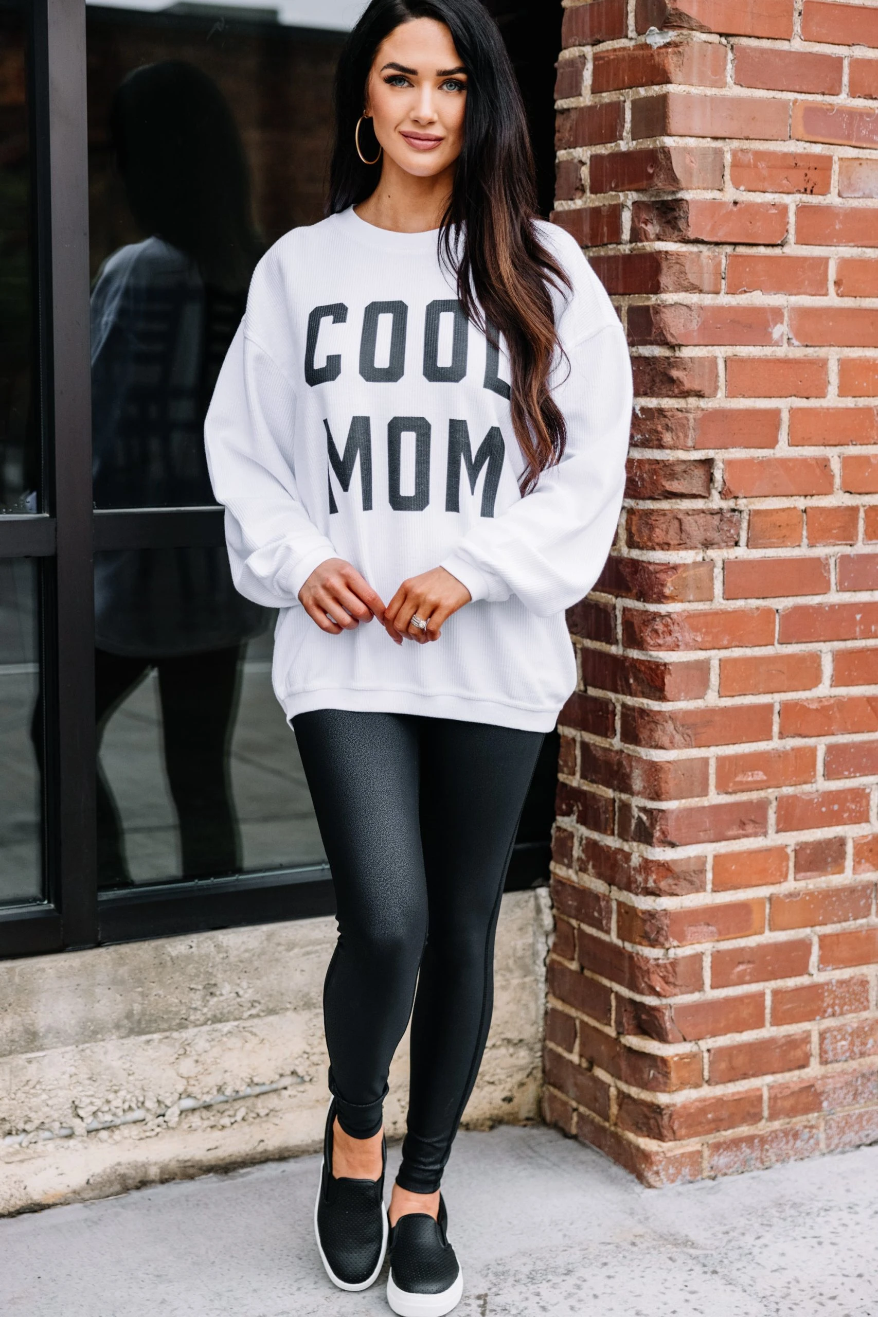 Cool Mom White Corded Graphic Sweatshirt 4 Cool Mom White Corded Graphic Sweatshirt - Image 2