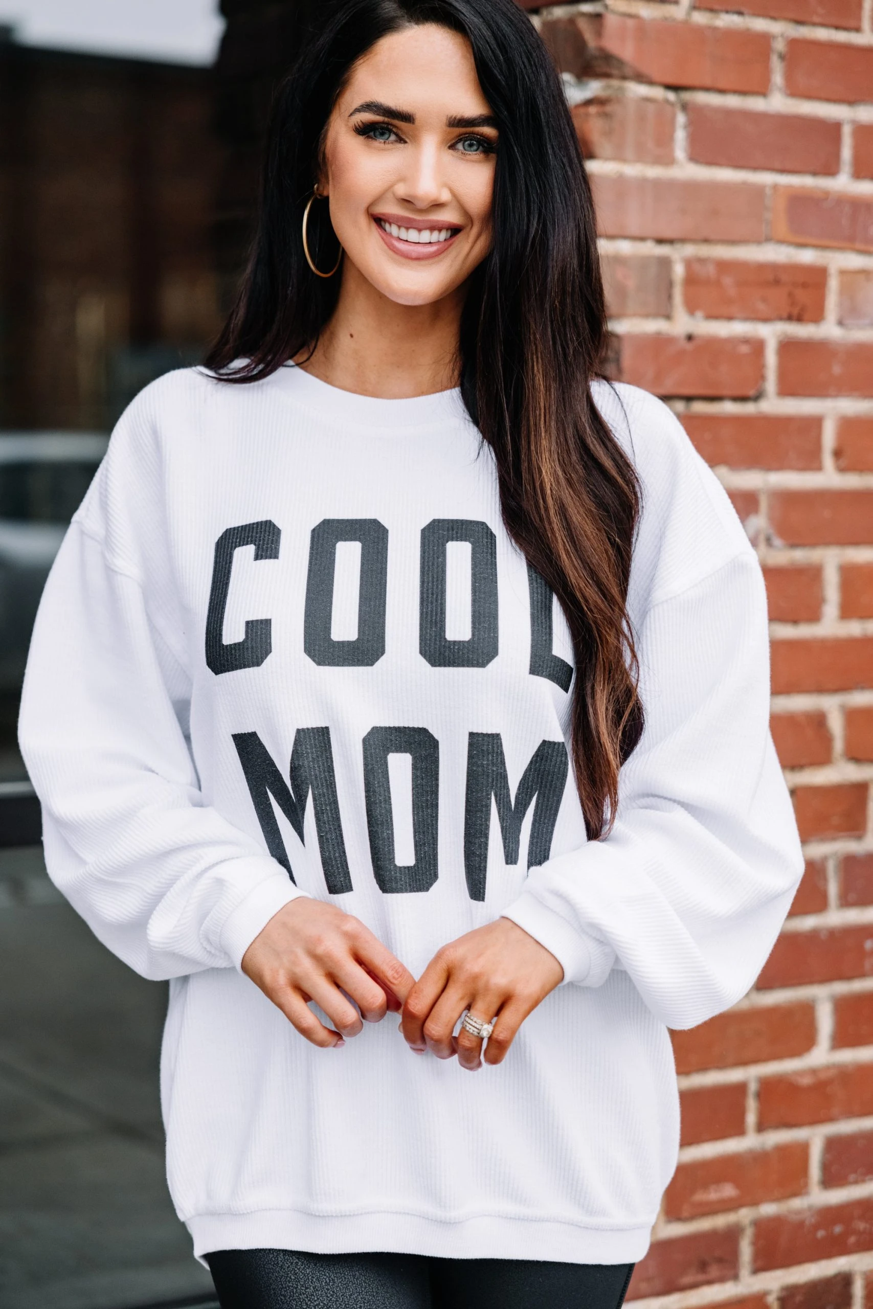 Cool Mom White Corded Graphic Sweatshirt 3 Cool Mom White Corded Graphic Sweatshirt