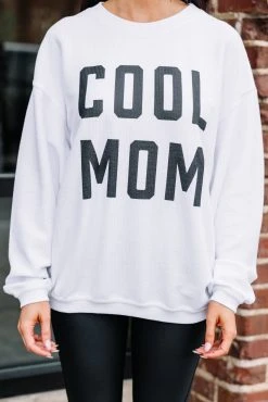 Cool Mom White Corded Graphic Sweatshirt 9 Cool Mom White Corded Graphic Sweatshirt -ANINE BING Shop 101863.CoolMomSweatshirt.wht5
