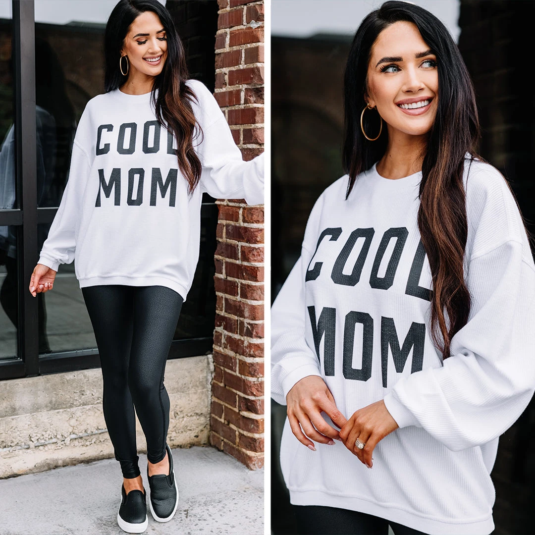 Cool Mom White Corded Graphic Sweatshirt 7 Cool Mom White Corded Graphic Sweatshirt - Image 5