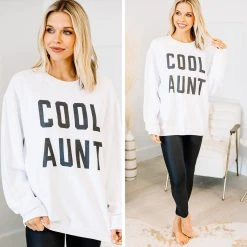 Cool Aunt White Corded Graphic Sweatshirt -ANINE BING Shop 101865