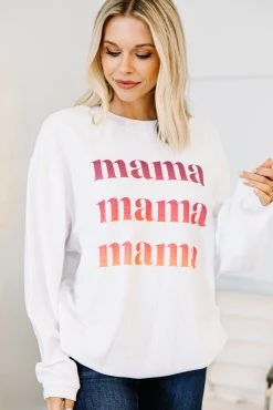 Ombre Mama White Corded Graphic Sweatshirt