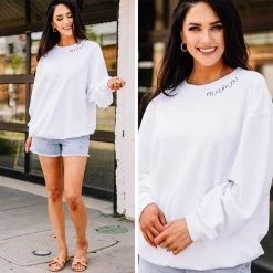 Mama White Corded Embroidered Sweatshirt -ANINE BING Shop 101886