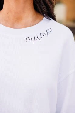 Mama White Corded Embroidered Sweatshirt -ANINE BING Shop 101886.MamaWhiteCordedEmbroideredSweatshirt copy 2