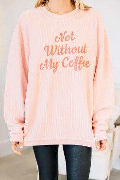 Not Without Coffee Blush Pink Graphic Corded Sweatshirt -ANINE BING Shop 102102.NotWithoutCoffeeBlushPinkGraphicCordedSweatshirt copy 2