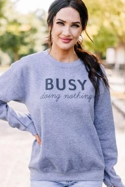 Doing Nothing Graphite Gray Graphic Sweatshirt