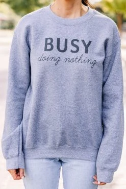 Doing Nothing Graphite Gray Graphic Sweatshirt -ANINE BING Shop 102110.8