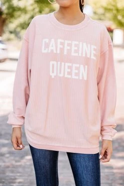 Caffeine Queen Blush Pink Corded Graphic Sweatshirt -ANINE BING Shop 102374.8