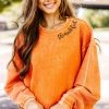Thankful Burnt Orange Corded Embroidered Sweatshirt -ANINE BING Shop 102422.Thankful3