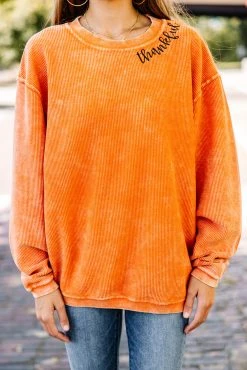 Thankful Burnt Orange Corded Embroidered Sweatshirt -ANINE BING Shop 102422.Thankful7