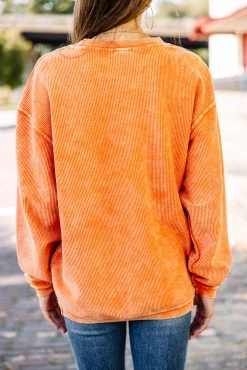 Thankful Burnt Orange Corded Embroidered Sweatshirt -ANINE BING Shop 102422.Thankful8