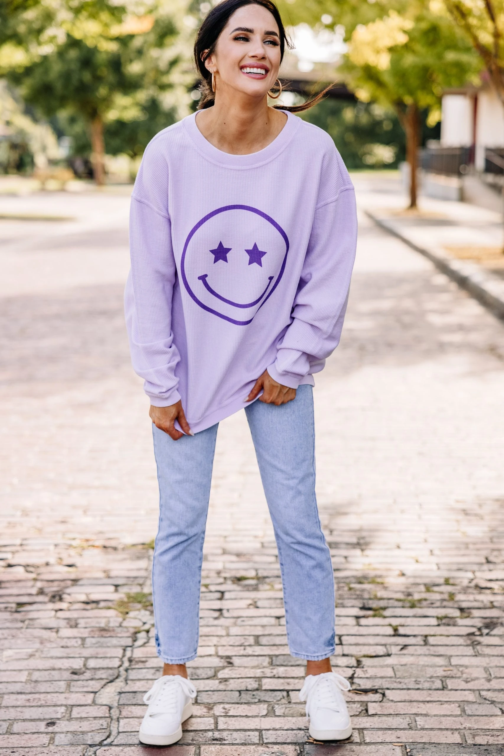All Smiles Lilac Purple Corded Graphic Sweatshirt 4 All Smiles Lilac Purple Corded Graphic Sweatshirt - Image 2