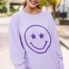 All Smiles Lilac Purple Corded Graphic Sweatshirt