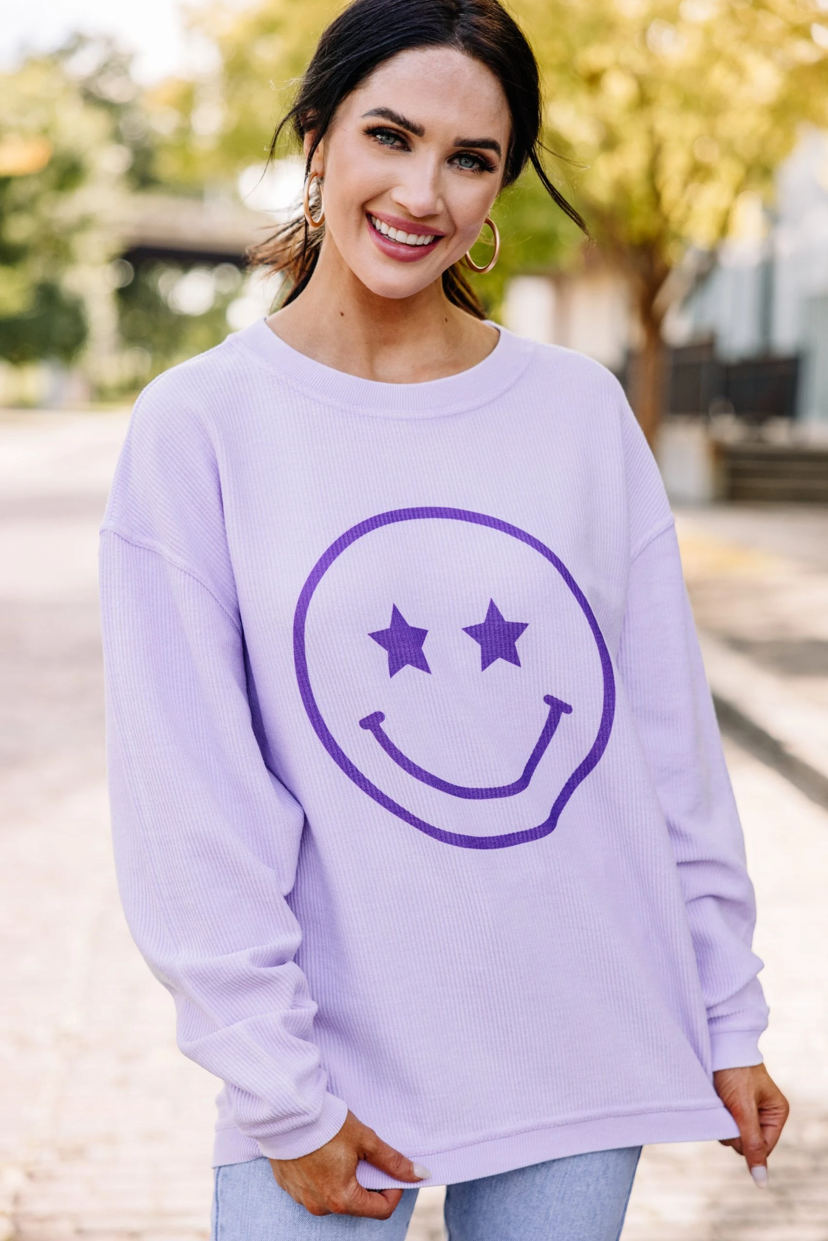 All Smiles Lilac Purple Corded Graphic Sweatshirt 3 All Smiles Lilac Purple Corded Graphic Sweatshirt