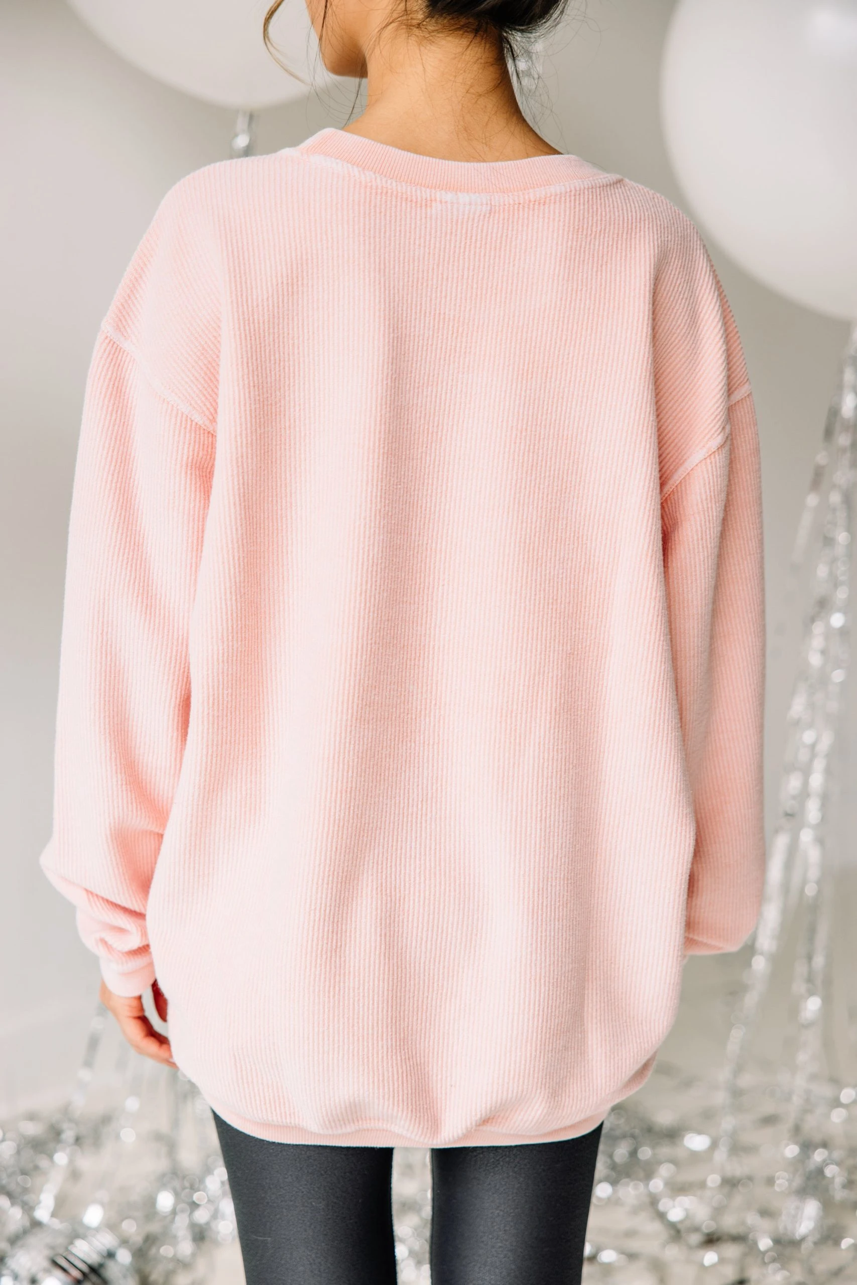 Pop The Bubbly Blush Pink Embroidered Corded Sweatshirt 4 Pop The Bubbly Blush Pink Embroidered Corded Sweatshirt - Image 2