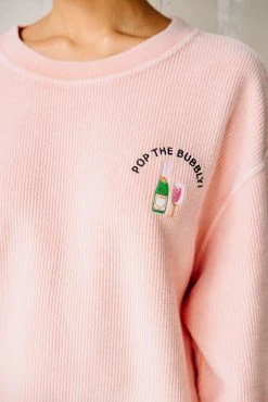 Pop The Bubbly Blush Pink Embroidered Corded Sweatshirt 9 Pop The Bubbly Blush Pink Embroidered Corded Sweatshirt -ANINE BING Shop 103130.PopTheBubblyBlushPinkEmbroideredCordedSweatshirt copy 2