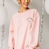 Pop The Bubbly Blush Pink Embroidered Corded Sweatshirt