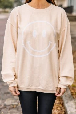 Keep Smiling Natural Corded Sweatshirt -ANINE BING Shop 103133.KeepSmiling.2