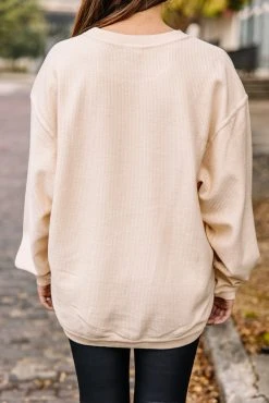 Keep Smiling Natural Corded Sweatshirt -ANINE BING Shop 103133.KeepSmiling.3