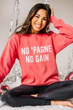 Comfort Colors: No 'Pagne, No Gain Watermelon Pink Graphic Sweatshirt