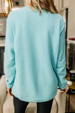Homebody Aqua Blue Corded Graphic Sweatshirt -ANINE BING Shop 103250.HOMEBODY.7