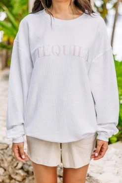 Tequila White Corded Graphic Sweatshirt -ANINE BING Shop 104310.TequilaWhiteCordedGraphicSweatshirt