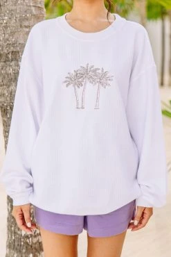 Coconut Craze White Corded Embroidered Sweatshirt -ANINE BING Shop 104323.CoconutCrazeWhiteCordedEmbroideredSweatshirt copy 2