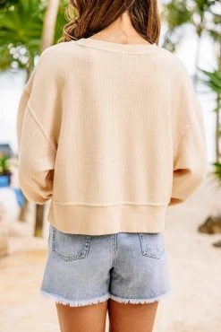 Keep Palm Natural Corded Cropped Sweatshirt -ANINE BING Shop 104324.KeepPalmNaturalCordedCroppedSweatshirt copy 2