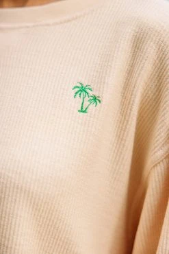 Keep Palm Natural Corded Cropped Sweatshirt -ANINE BING Shop 104324.KeepPalmNaturalCordedCroppedSweatshirt copy 3