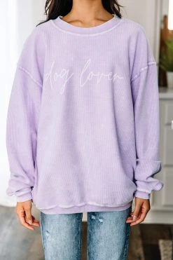 Dog Lover Lilac Purple Graphic Corded Sweatshirt -ANINE BING Shop 104405.DogLoverLilacPurpleCordedGraphicSweatshirt copy 1
